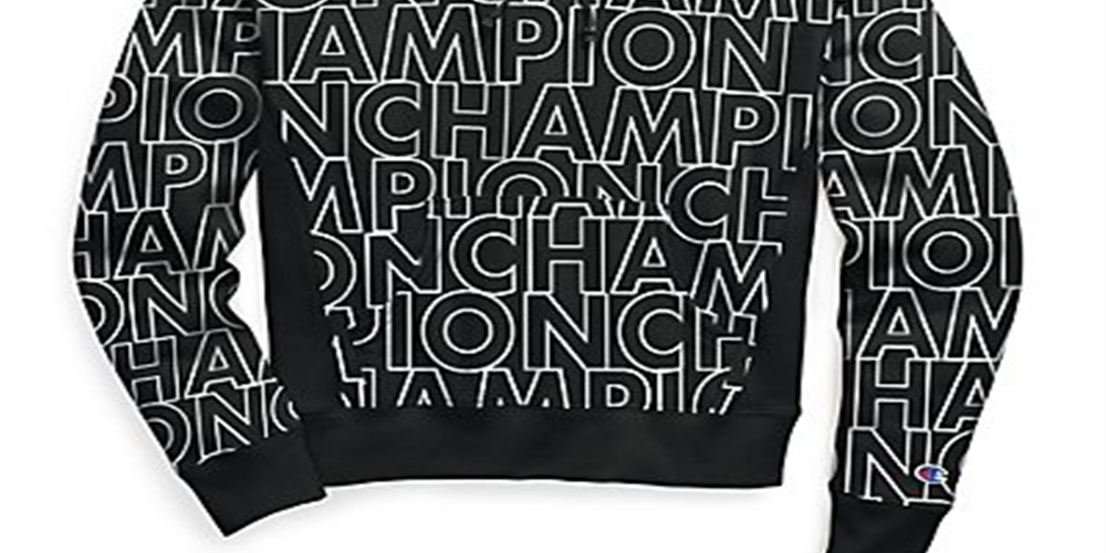 Champion Women's Reverse Weave All Over Print Pullover Hoodie Black Size X-Small