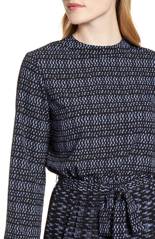 Anne Klein Women's Printed Mock Neck Dress Black Size X-Small