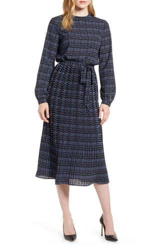 Anne Klein Women's Printed Mock Neck Dress Black Size X-Small