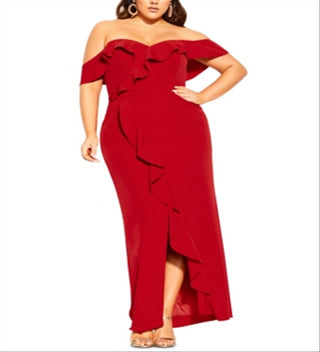 City Chic Women's Savannah Maxi Dress Red Size 14