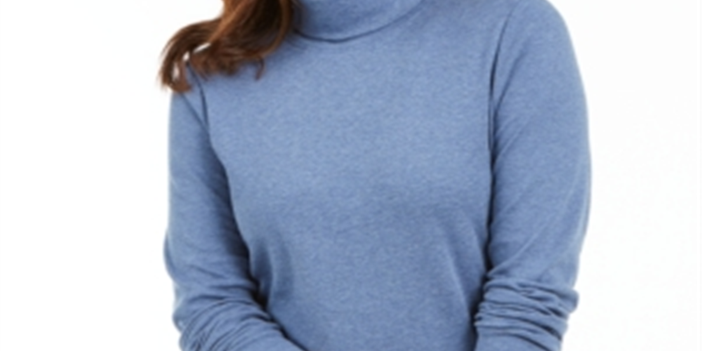 Karen Scott Women's Cotton Turtleneck Top Blue Size Petite L