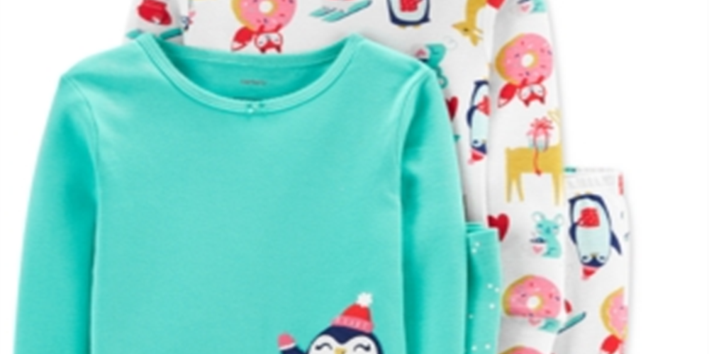 Carter's Baby Girl's 4 Pc Cotton Penguin Pajamas Set Green Size 12MOS