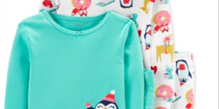Carter's Baby Girl's 4 Pc Cotton Penguin Pajamas Set Green Size 12MOS