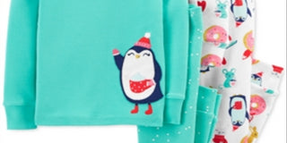 Carter's Baby Girl's 4 Pc Cotton Penguin Pajamas Set Green Size 12MOS