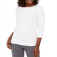 Karen Scott Women's Grommet Trim Cotton Top White Size X-Small