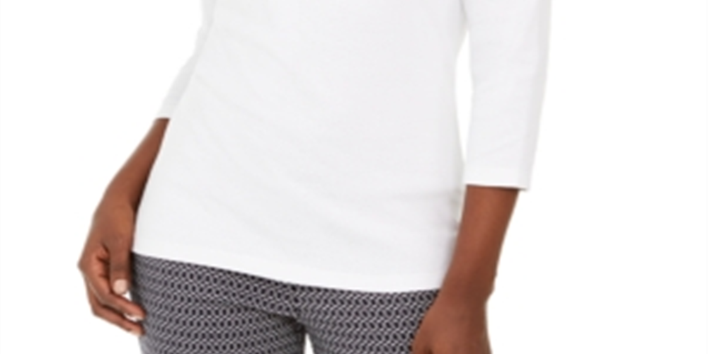 Karen Scott Women's Grommet Trim Cotton Top White Size X-Small