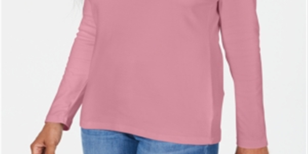 Karen Scott Women's Satin Trim Scoop Neck Top Pink Size Large