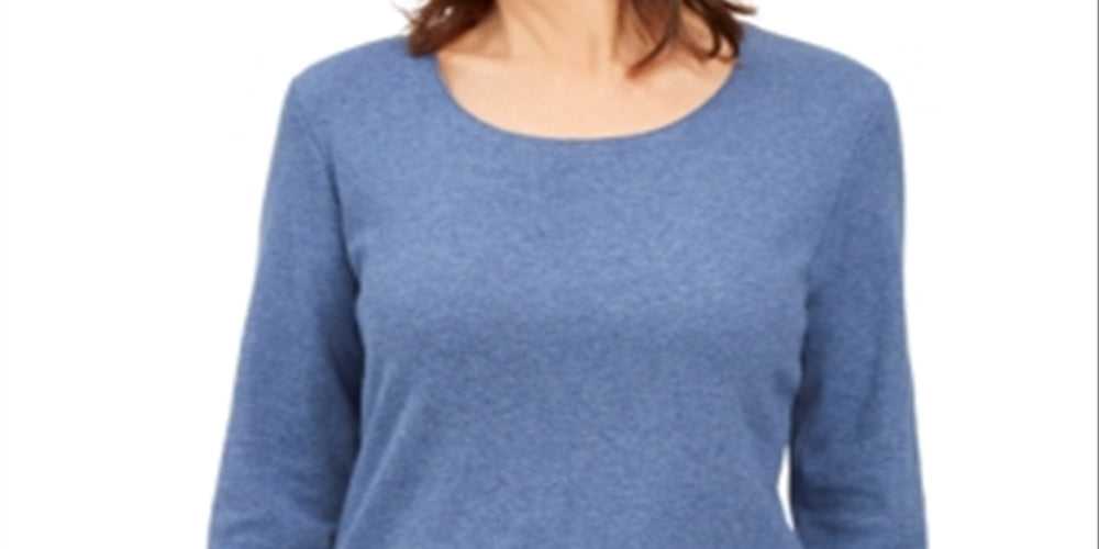 Karen Scott Women's Cotton 3/4 Sleeve Top Blue Size X-Small