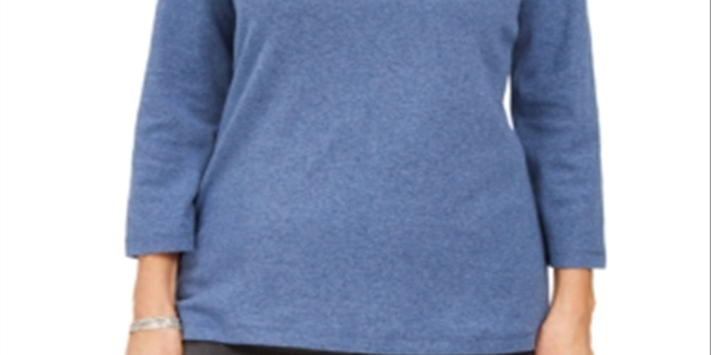 Karen Scott Women's Cotton 3/4 Sleeve Top Blue Size X-Small