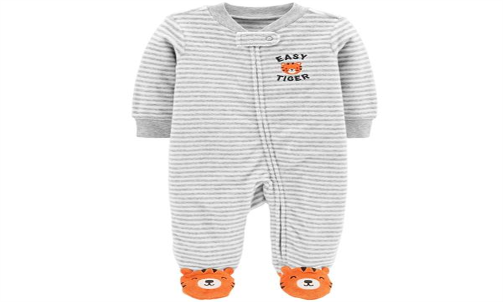 Carter's Baby Boy's Easy Tiger Striped Footed Coverall Gray Size Newborn