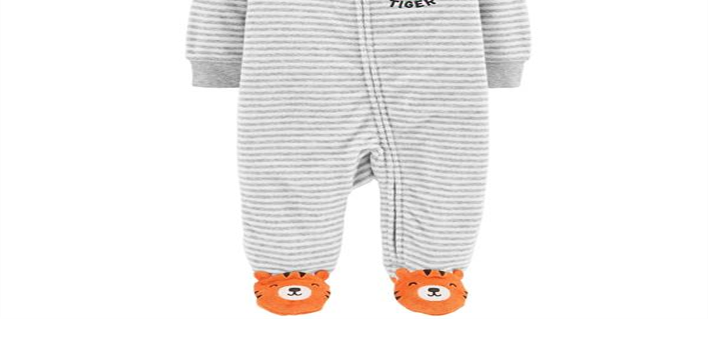 Carter's Baby Boy's Easy Tiger Striped Footed Coverall Gray Size Newborn