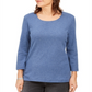 Karen Scott Women's Cotton 3/4 Sleeve Top Blue Size S