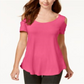 JM Collection Women's Cold Shoulder Swing T-Shirt Pink Size X-Small