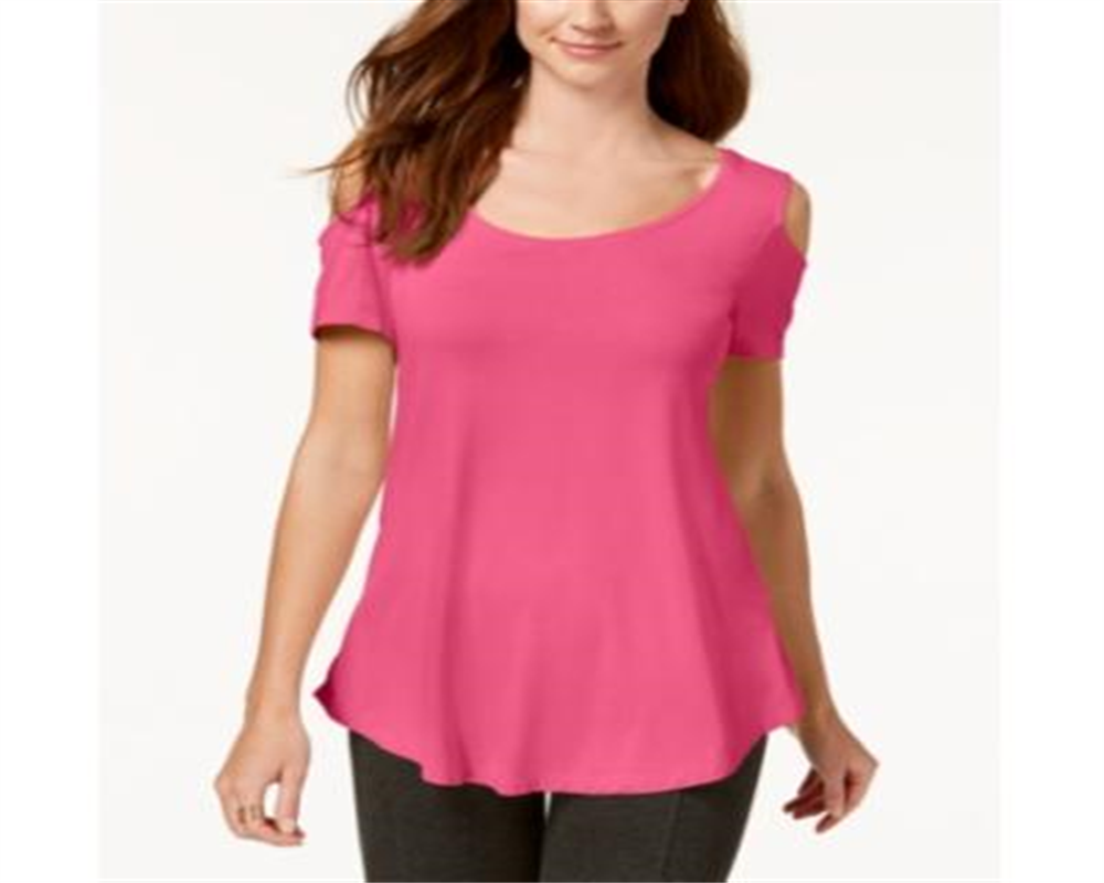 JM Collection Women's Cold Shoulder Swing T-Shirt Pink Size X-Small