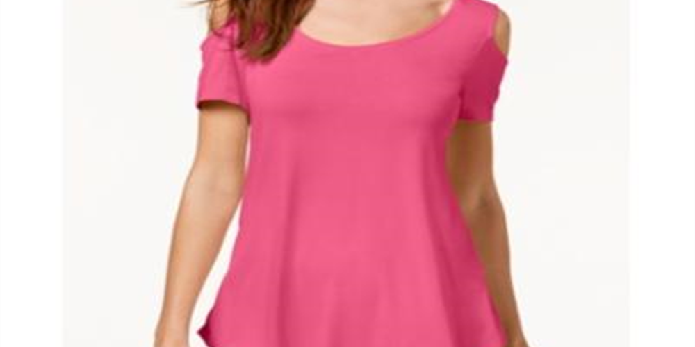 JM Collection Women's Cold Shoulder Swing T-Shirt Pink Size X-Small