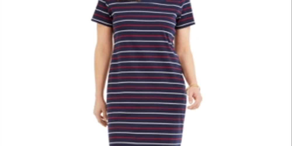 Karen Scott Women's Cotton Striped Dress Blue Size Medium