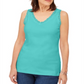 Karen Scott Women's Cotton Scalloped Lace Tank Top Green Size X-Small