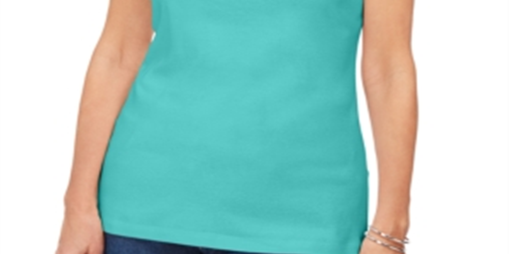 Karen Scott Women's Cotton Scalloped Lace Tank Top Green Size X-Small
