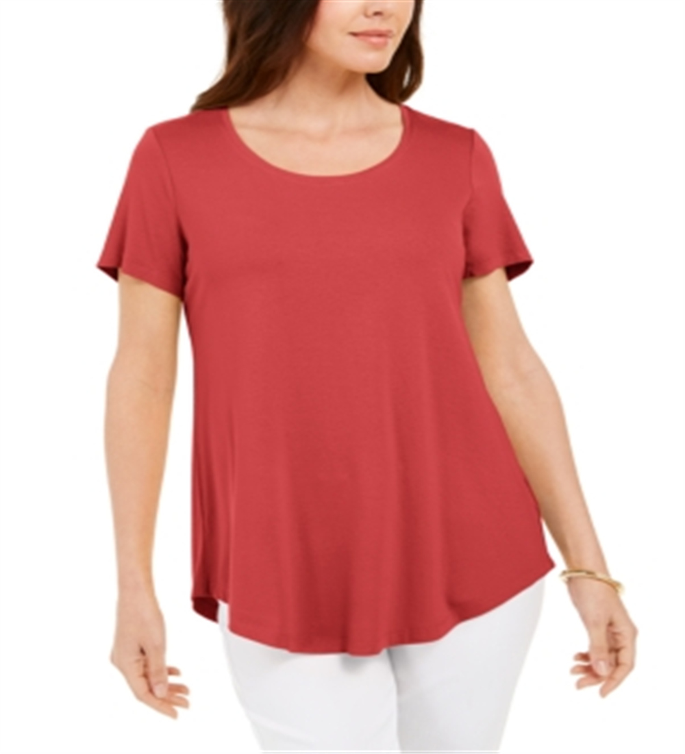 JM Collection Women's Scoop Neck Top Red Size Small