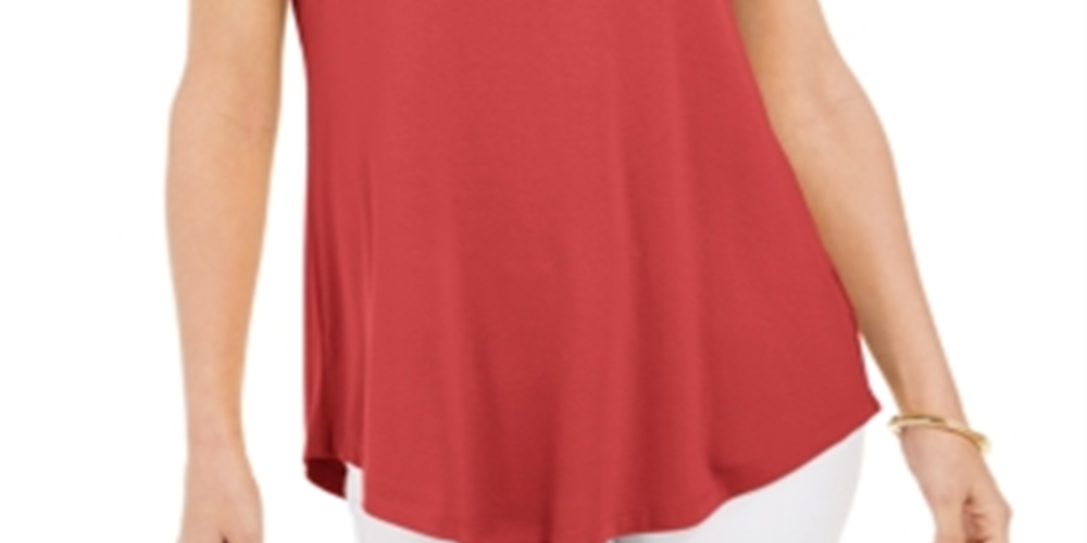 JM Collection Women's Scoop Neck Top Red Size Small