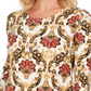 JM Collection Women's Floral 3/4 Sleeve Scoop Neck Top Brown Size Petite Small