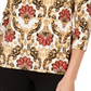 JM Collection Women's Floral 3/4 Sleeve Scoop Neck Top Brown Size Petite Small