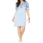 Karen Scott Women's Printed Boat Neck Dress Blue Size Small