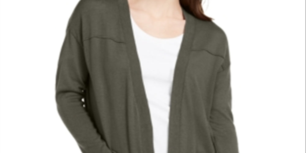 Style & Co Women's Open Front Drop Shoulder Cardigan Green Size Petite P