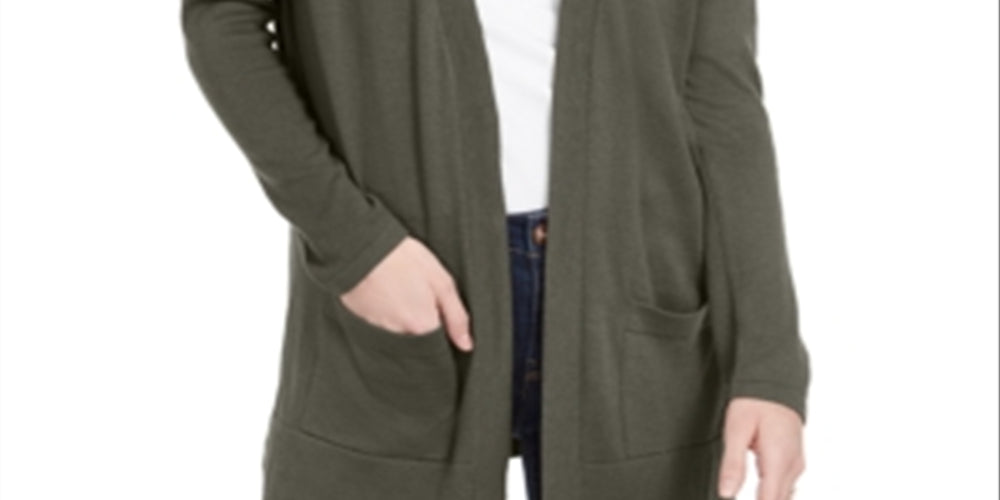 Style & Co Women's Open Front Drop Shoulder Cardigan Green Size Petite P