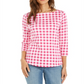 Charter Club Women's Cotton Gingham Print Boat Neck Top Black Size XS