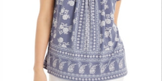 Style & Co Women's Ruched Neck Tunic Top Purple Size XS