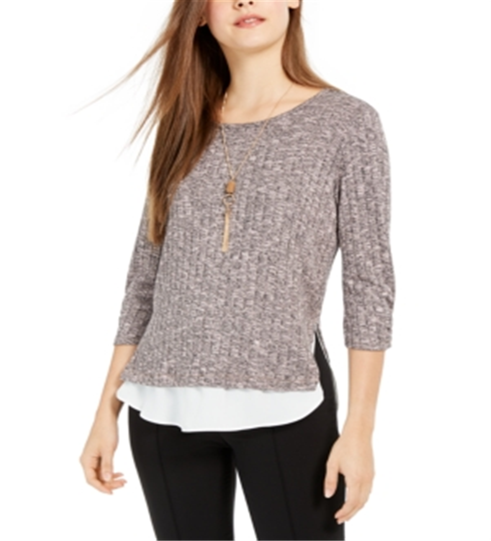 BCX Junior's Ribbed Layered Look Top Pink Size -XS