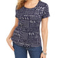 Karen Scott Women's Sailboat Print Top Blue Size Small