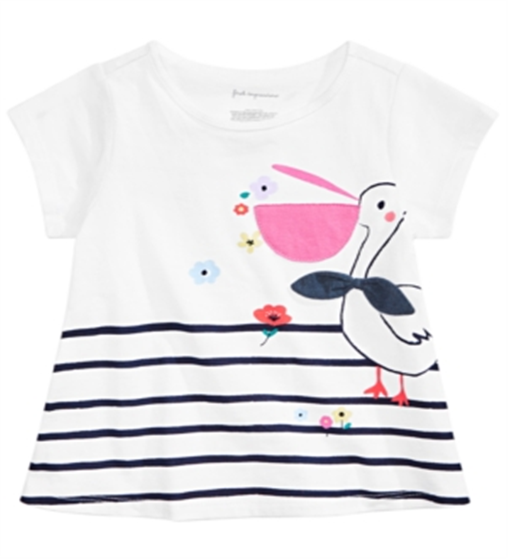 First Impressions Baby Girl's Pelican Graphic T-Shirt White Size 24 MOS