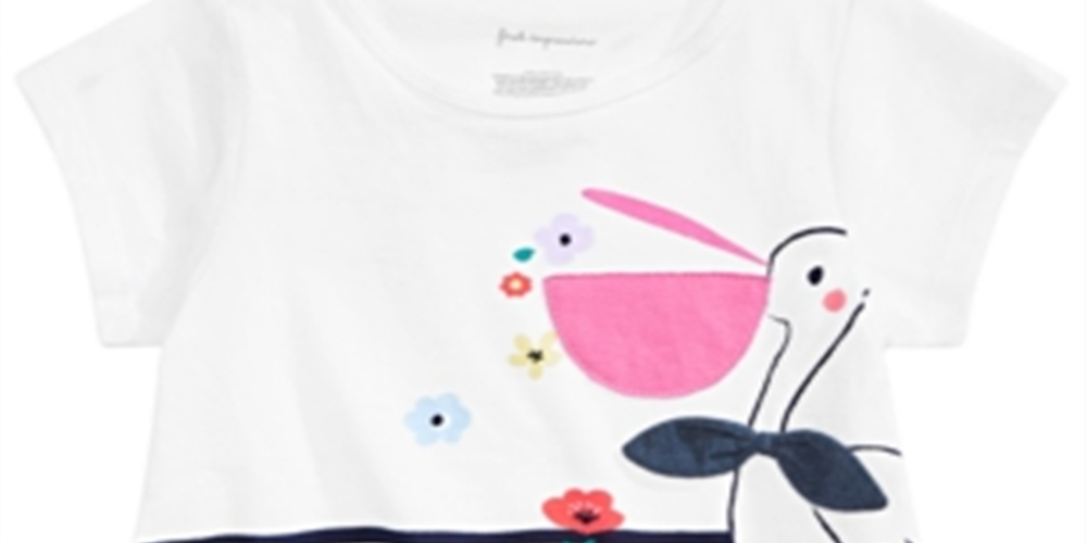 First Impressions Baby Girl's Pelican Graphic T-Shirt White Size 24 MOS