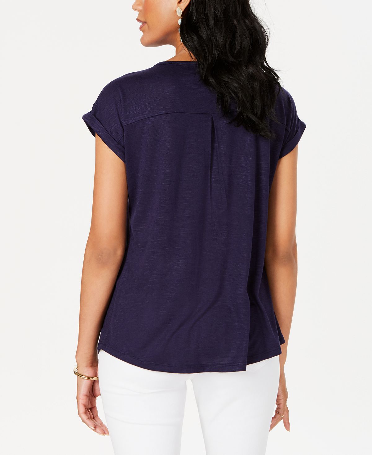 Style & Co Women's Graphic T-Shirt Blue Size Petite S