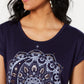Style & Co Women's Graphic T-Shirt Blue Size Petite S