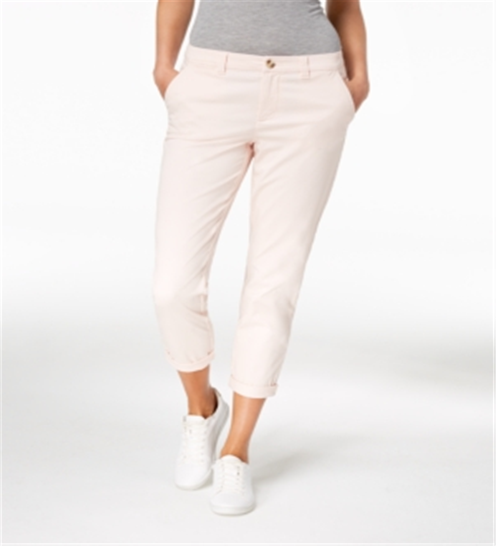 Maison Jules Women's Pocketed Zippered Straight Leg Pants Pink Size 8