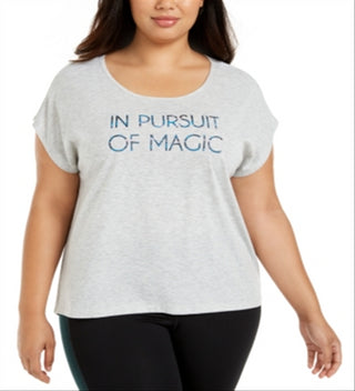 Ideology Women's Graphic Magic T-Shirt Gray Size 1X