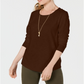 Style & Co Women's Long Sleeve Crewneck Top Brown Size Large