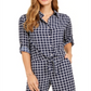 Charter Club Women's Printed Tie Front Woven Top Blue Size X-Large
