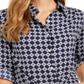 Charter Club Women's Printed Tie Front Woven Top Blue Size X-Large