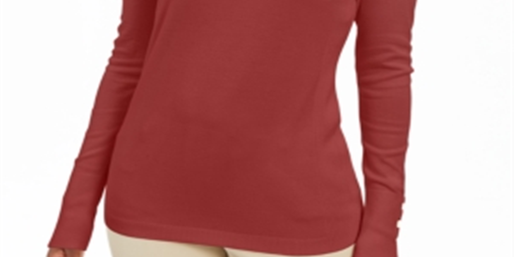 JM Collection Women's Embellished Sleeve V Neck Sweater Red Size Medium