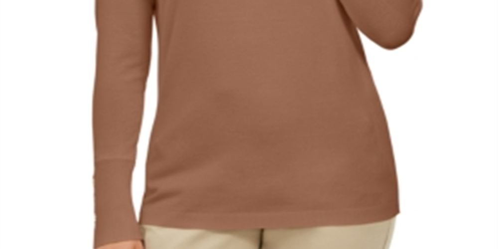 JM Collection Women's Turtleneck Sweater Brown Size Petite Small