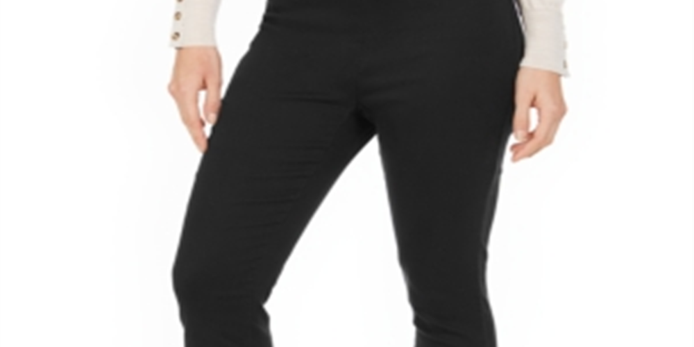 Charter Club Women's Twill Tummy Control Cropped Pants Black Size 14