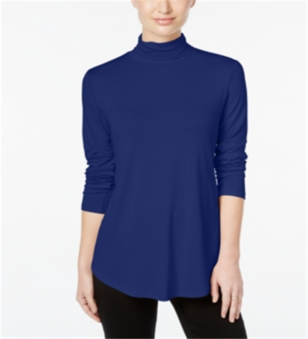 JM Collection Women's Turtleneck Top Blue Size Large