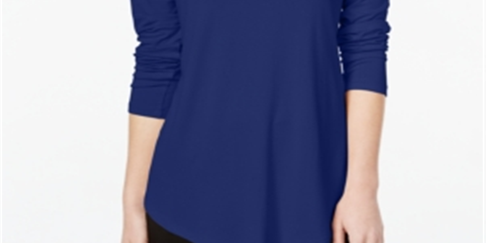 JM Collection Women's Turtleneck Top Blue Size Large