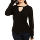 INC International Concepts Women's Embellished Keyhole Sweater Black Size Small