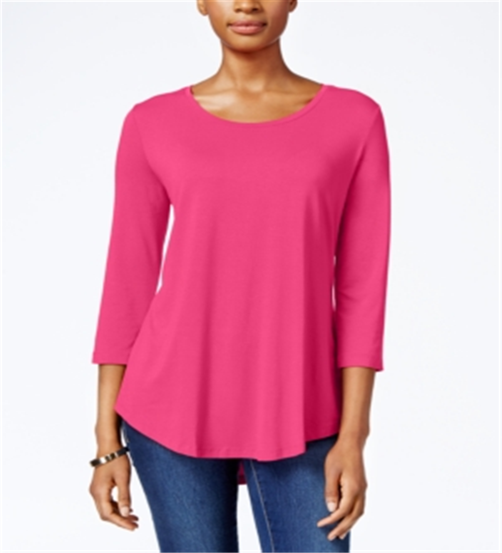 JM Collection Women's Scoop Neck Top Pink Size X-Large
