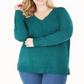 Karen Scott Women's V Neck Sweater Green Size 3X